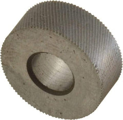 Made in USA - 5/8" Diam, 80° Tooth Angle, Standard (Shape), Form Type High Speed Steel Left-Hand Diagonal Knurl Wheel - 1/4" Face Width, 1/4" Hole, 160 Diametral Pitch, 30° Helix, Bright Finish, Series GK - Exact Tool & Supply