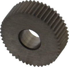 Made in USA - 3/4" Diam, 80° Tooth Angle, Standard (Shape), Form Type High Speed Steel Straight Knurl Wheel - 1/4" Face Width, 1/4" Hole, 64 Diametral Pitch, Bright Finish, Series KN - Exact Tool & Supply