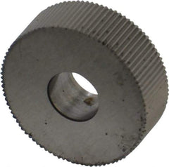 Made in USA - 3/4" Diam, 80° Tooth Angle, Standard (Shape), Form Type High Speed Steel Straight Knurl Wheel - 1/4" Face Width, 1/4" Hole, 128 Diametral Pitch, Bright Finish, Series KN - Exact Tool & Supply