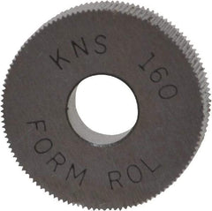 Made in USA - 3/4" Diam, 80° Tooth Angle, Standard (Shape), Form Type High Speed Steel Straight Knurl Wheel - 1/4" Face Width, 1/4" Hole, 160 Diametral Pitch, Bright Finish, Series KN - Exact Tool & Supply