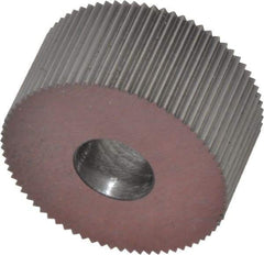 Made in USA - 3/4" Diam, 80° Tooth Angle, Standard (Shape), Form Type High Speed Steel Straight Knurl Wheel - 3/8" Face Width, 1/4" Hole, 96 Diametral Pitch, Bright Finish, Series KP - Exact Tool & Supply