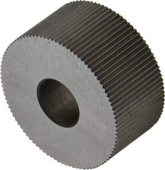 Made in USA - 3/4" Diam, 80° Tooth Angle, Standard (Shape), Form Type High Speed Steel Straight Knurl Wheel - 3/8" Face Width, 1/4" Hole, 128 Diametral Pitch, Bright Finish, Series KP - Exact Tool & Supply