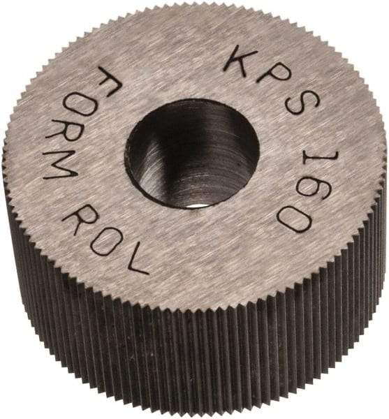 Made in USA - 3/4" Diam, 80° Tooth Angle, Standard (Shape), Form Type High Speed Steel Straight Knurl Wheel - 3/8" Face Width, 1/4" Hole, 160 Diametral Pitch, Bright Finish, Series KP - Exact Tool & Supply