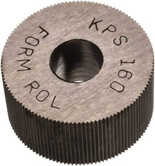 Made in USA - 3/4" Diam, 80° Tooth Angle, Standard (Shape), Form Type High Speed Steel Straight Knurl Wheel - 3/8" Face Width, 1/4" Hole, 160 Diametral Pitch, Bright Finish, Series KP - Exact Tool & Supply