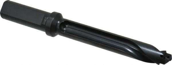 Allied Machine and Engineering - Series 17, 17 to 17.99mm Diam, 3/4" Diam Straight Shank with Flange, Straight Flute Spade Drill - 3-35/64" Max Depth, 4-47/64" Body Length, 6-49/64" OAL, Standard Length, Through Coolant - Exact Tool & Supply