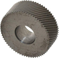 Made in USA - 1/2" Diam, 70° Tooth Angle, 50 TPI, Standard (Shape), Form Type Cobalt Right-Hand Diagonal Knurl Wheel - 3/16" Face Width, 3/16" Hole, Circular Pitch, 30° Helix, Bright Finish, Series EP - Exact Tool & Supply