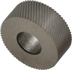 Made in USA - 5/8" Diam, 70° Tooth Angle, 40 TPI, Standard (Shape), Form Type Cobalt Left-Hand Diagonal Knurl Wheel - 1/4" Face Width, 1/4" Hole, Circular Pitch, 30° Helix, Bright Finish, Series GK - Exact Tool & Supply