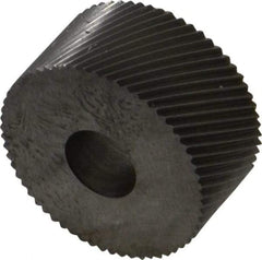 Made in USA - 3/4" Diam, 90° Tooth Angle, 30 TPI, Standard (Shape), Form Type Cobalt Right-Hand Diagonal Knurl Wheel - 3/8" Face Width, 1/4" Hole, Circular Pitch, 30° Helix, Bright Finish, Series KP - Exact Tool & Supply