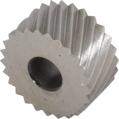 Made in USA - 3/4" Diam, 90° Tooth Angle, 12 TPI, Standard (Shape), Form Type Cobalt Left-Hand Diagonal Knurl Wheel - 3/8" Face Width, 1/4" Hole, Circular Pitch, 30° Helix, Bright Finish, Series KP - Exact Tool & Supply