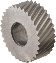 Made in USA - 1/2" Diam, 80° Tooth Angle, Standard (Shape), Form Type Cobalt Left-Hand Diagonal Knurl Wheel - 3/16" Face Width, 3/16" Hole, 64 Diametral Pitch, 30° Helix, Bright Finish, Series EP - Exact Tool & Supply