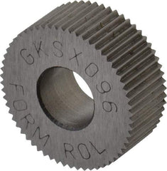 Made in USA - 5/8" Diam, 80° Tooth Angle, Standard (Shape), Form Type Cobalt Straight Knurl Wheel - 1/4" Face Width, 1/4" Hole, 96 Diametral Pitch, Bright Finish, Series GK - Exact Tool & Supply