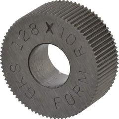 Made in USA - 5/8" Diam, 80° Tooth Angle, Standard (Shape), Form Type Cobalt Straight Knurl Wheel - 1/4" Face Width, 1/4" Hole, 128 Diametral Pitch, Bright Finish, Series GK - Exact Tool & Supply
