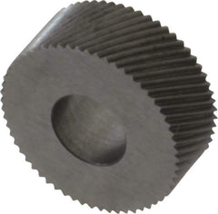 Made in USA - 5/8" Diam, 80° Tooth Angle, Standard (Shape), Form Type Cobalt Right-Hand Diagonal Knurl Wheel - 1/4" Face Width, 1/4" Hole, 96 Diametral Pitch, 30° Helix, Bright Finish, Series GK - Exact Tool & Supply
