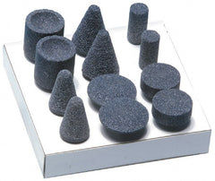 Grier Abrasives - 12 Piece Aluminum Oxide Vitrified Abrasive Point Set - Exact Tool & Supply