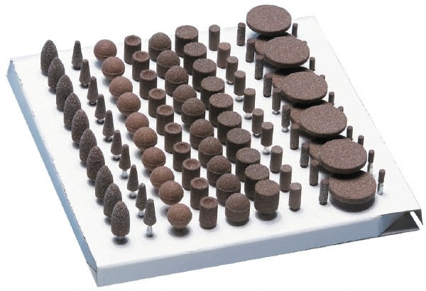 Grier Abrasives - 100 Piece Aluminum Oxide Vitrified Abrasive Point Set - Exact Tool & Supply