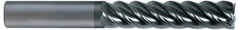 SGS - 1", 5 Flute, Single End, Solid Carbide, 0.06" Corner Radius End Mill - 4" OAL, 45° Helix, Right Hand Flute, 1-1/2" LOC, Right Hand Cut - Exact Tool & Supply