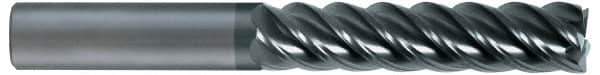 SGS - 1", 5 Flute, Single End, Solid Carbide, 0.06" Corner Radius End Mill - 4" OAL, 45° Helix, Right Hand Flute, 1-1/2" LOC, Right Hand Cut - Exact Tool & Supply