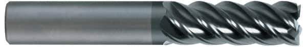 SGS - 3/4", 1" LOC, 3/4" Shank Diam, 3" OAL, 5 Flute, Solid Carbide Square End Mill - Single End, AlTiN Finish, Spiral Flute, 45° Helix, Right Hand Cut, Right Hand Flute, Series 55 - Exact Tool & Supply