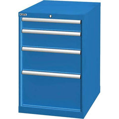 LISTA - 4 Drawer, 21 Compartment Bright Blue Steel Modular Storage Cabinet - Exact Tool & Supply