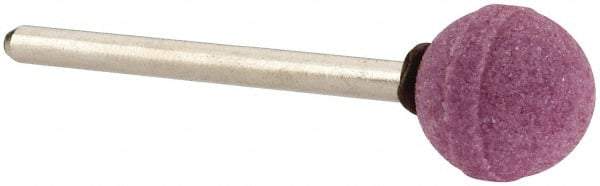Rex Cut Product - 1/2" Head Diam x 1/2" Thickness, B121, Ball End, Aluminum Oxide Mounted Point - Brown, Medium Grade, 45,370 RPM - Exact Tool & Supply