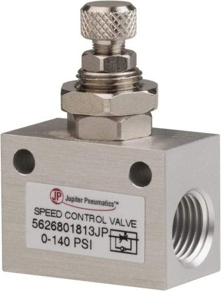 PRO-SOURCE - 1/4" NPT Inline Speed Control Valve - 0 to 140.78 psi & Aluminum Alloy Material - Exact Tool & Supply