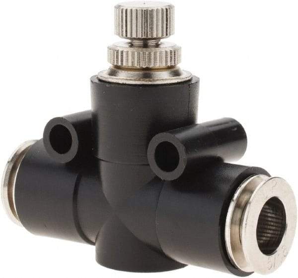 PRO-SOURCE - 5/16" Tube OD Inline Flow Control Valve - 0 to 113.76 psi & Techno Polymer, Brass, Steel Material - Exact Tool & Supply