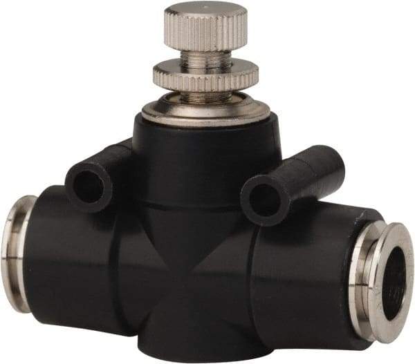 PRO-SOURCE - 3/8" Tube OD Inline Flow Control Valve - 0 to 113.76 psi & Techno Polymer, Brass, Steel Material - Exact Tool & Supply