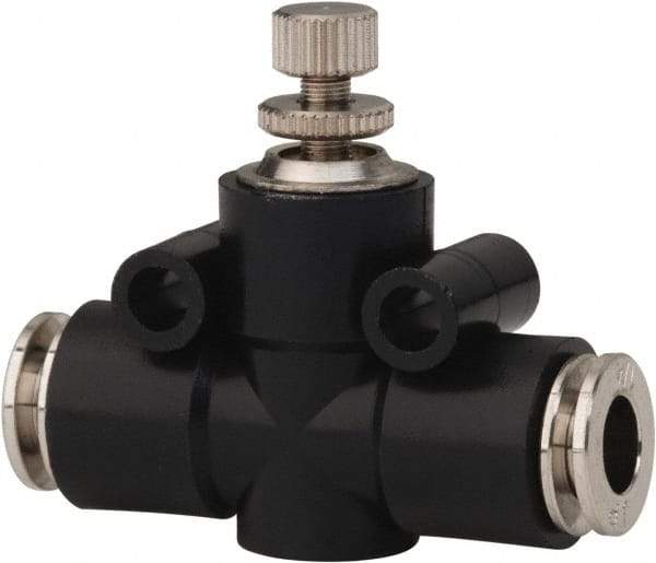 PRO-SOURCE - 1/4" Tube OD Inline Flow Control Valve - 0 to 113.76 psi & Techno Polymer, Brass, Steel Material - Exact Tool & Supply