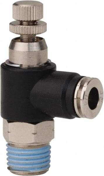 PRO-SOURCE - 1/4" Male NPT x 1/4" Tube OD Compact Banjo Valve - 0 to 113.76 psi & Techno Polymer, Brass, Steel Material - Exact Tool & Supply