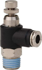 PRO-SOURCE - 1/4" Male NPT x 1/4" Tube OD Compact Banjo Valve - 0 to 113.76 psi & Techno Polymer, Brass, Steel Material - Exact Tool & Supply