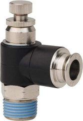 PRO-SOURCE - 3/8" Male NPT x 3/8" Tube OD Compact Banjo Valve - 0 to 113.76 psi & Techno Polymer, Brass, Steel Material - Exact Tool & Supply