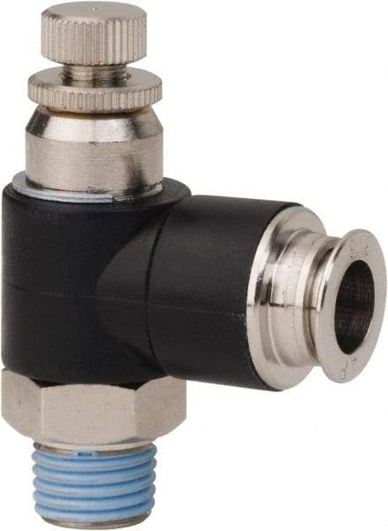 PRO-SOURCE - 1/4" Male NPT x 3/8" Tube OD Compact Banjo Valve - 0 to 113.76 psi & Techno Polymer, Brass, Steel Material - Exact Tool & Supply