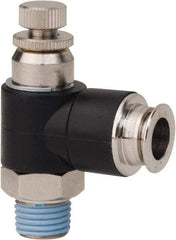 PRO-SOURCE - 1/4" Male NPT x 3/8" Tube OD Compact Banjo Valve - 0 to 113.76 psi & Techno Polymer, Brass, Steel Material - Exact Tool & Supply
