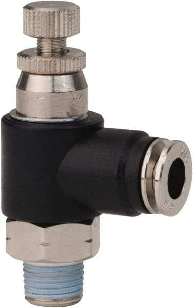 PRO-SOURCE - 1/8" Male NPT x 1/4" Tube OD Compact Banjo Valve - 0 to 113.76 psi & Techno Polymer, Brass, Steel Material - Exact Tool & Supply