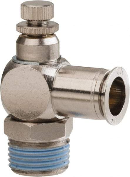 PRO-SOURCE - 1/2" Male NPT x 1/2" Tube OD Tamper Resistant Valve - 0 to 113.76 psi & Nickel Plated Brass Material - Exact Tool & Supply