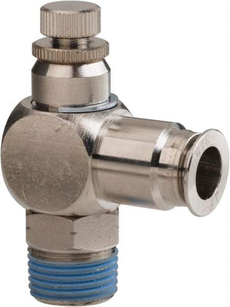 PRO-SOURCE - 3/8" Male NPT x 3/8" Tube OD Tamper Resistant Valve - 0 to 113.76 psi & Nickel Plated Brass Material - Exact Tool & Supply