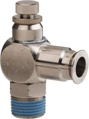 PRO-SOURCE - 3/8" Male NPT x 3/8" Tube OD Tamper Resistant Valve - 0 to 113.76 psi & Nickel Plated Brass Material - Exact Tool & Supply
