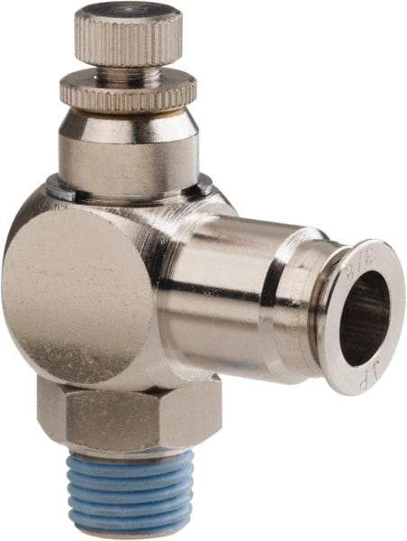 PRO-SOURCE - 1/4" Male NPT x 3/8" Tube OD Tamper Resistant Valve - 0 to 113.76 psi & Nickel Plated Brass Material - Exact Tool & Supply