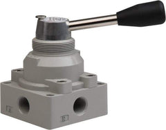 Value Collection - 3/8" NPT Manual Mechanical Valve - 4-Way, 2 Position with L Cock Device, 0.976 CV Rate & 127.98 Max psi - Exact Tool & Supply