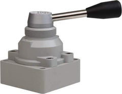 Value Collection - 1/2" NPT Manual Mechanical Valve - 4-Way, 2 Position, Bottom Ported, 0.976 CV Rate & 127.98 Max psi - Exact Tool & Supply