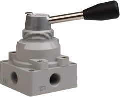 Value Collection - 3/8" NPT Manual Mechanical Valve - 4-Way, 3 Position with L Cock Device, 0.976 CV Rate & 127.98 Max psi - Exact Tool & Supply