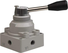 Value Collection - 1/4" NPT Manual Mechanical Valve - 4-Way, 3 Position with L Cock Device, 0.976 CV Rate & 127.98 Max psi - Exact Tool & Supply
