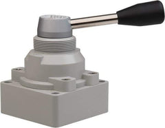 Value Collection - 1/2" NPT Manual Mechanical Valve - 4-Way, 3 Position, Bottom Ported, 0.976 CV Rate & 127.98 Max psi - Exact Tool & Supply
