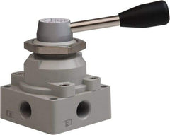 Value Collection - 3/8" NPT Manual Mechanical Valve - 4-Way, 3 Position with I Panel Nut, 0.976 CV Rate & 127.98 Max psi - Exact Tool & Supply