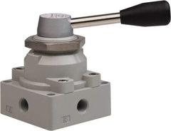 Value Collection - 1/4" NPT Manual Mechanical Valve - 4-Way, 3 Position with I Panel Nut, Lever, 0.98 CV Rate & 127.98 Max psi - Exact Tool & Supply