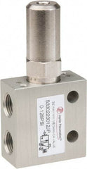 PRO-SOURCE - 1/8" NPT 3 Way, 2 Position Mini Mechanical Valve - 0.298 CV Rate, 7 CFM, 127.98 Max psi, Air Pilot/Spring Actuator - Exact Tool & Supply