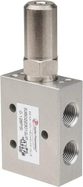 PRO-SOURCE - 1/8" NPT 5-Way, 2 Position Mini Mechanical Valve - 0.34 CV Rate, 9 CFM, 127.98 Max psi, Air Pilot/Spring Actuator - Exact Tool & Supply