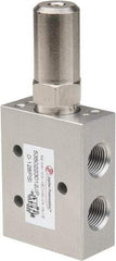 PRO-SOURCE - 1/8" NPT 5-Way, 2 Position Mini Mechanical Valve - 0.34 CV Rate, 9 CFM, 127.98 Max psi, Air Pilot/Spring Actuator - Exact Tool & Supply