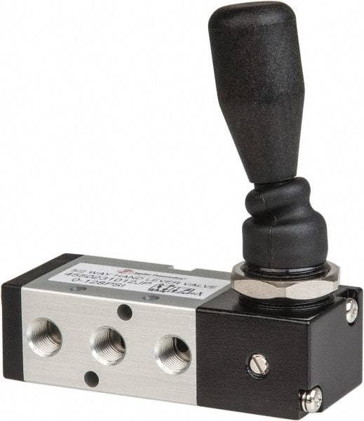 PRO-SOURCE - 1/8" NPT Manual Mechanical Valve - 5-Way, 2 Position, Lever, 0.98 CV Rate & 127.98 Max psi - Exact Tool & Supply
