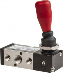PRO-SOURCE - 1/4" NPT Manual Mechanical Valve - 5-Way, 2 Position, Lever, 0.98 CV Rate & 127.98 Max psi - Exact Tool & Supply